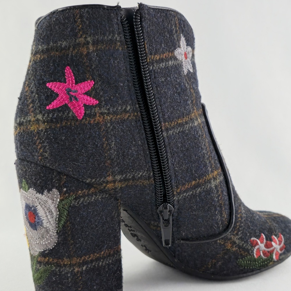 Indigo Rd Women's Juke Floral Embroidered Plaid Block Heel Booties Blue 6.5 - Picture 7 of 16